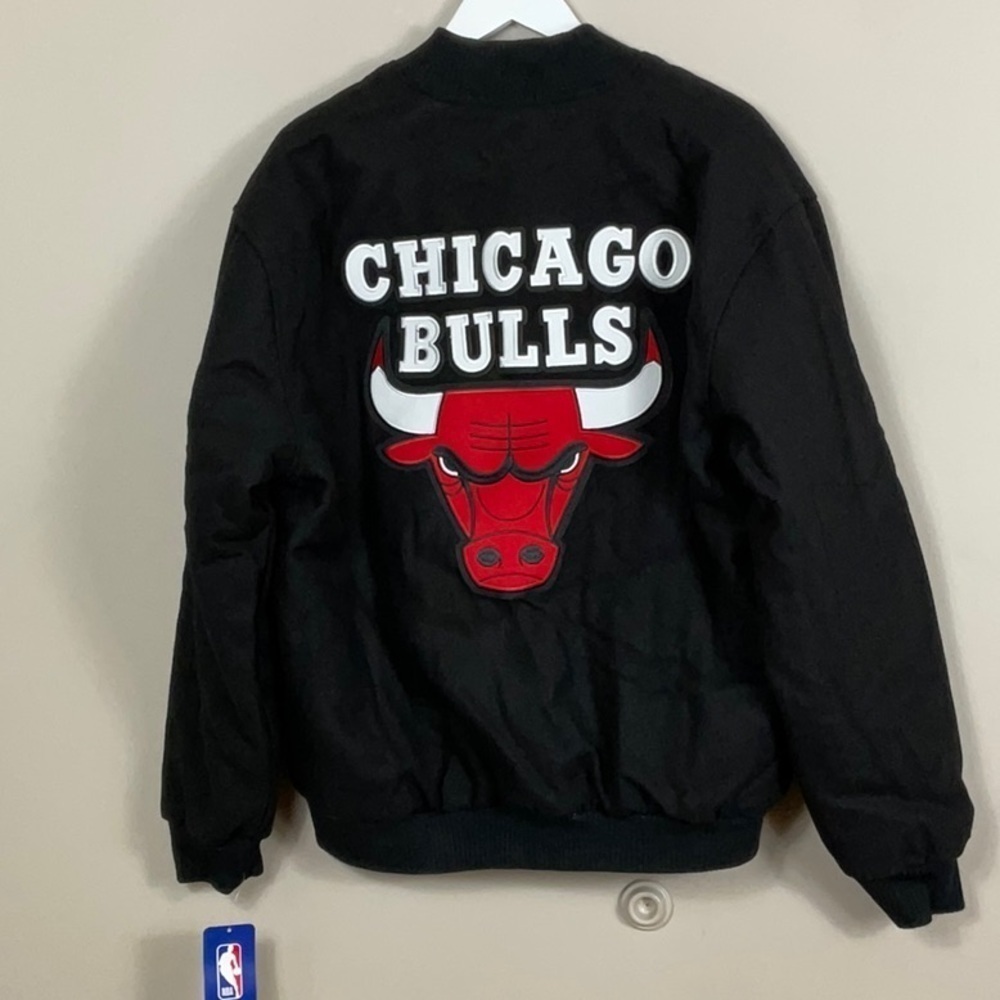 Chicago Bulls JH Design Reversible Embroidered Wool Full-Snap Jacket - Black - Picture 7 of 8